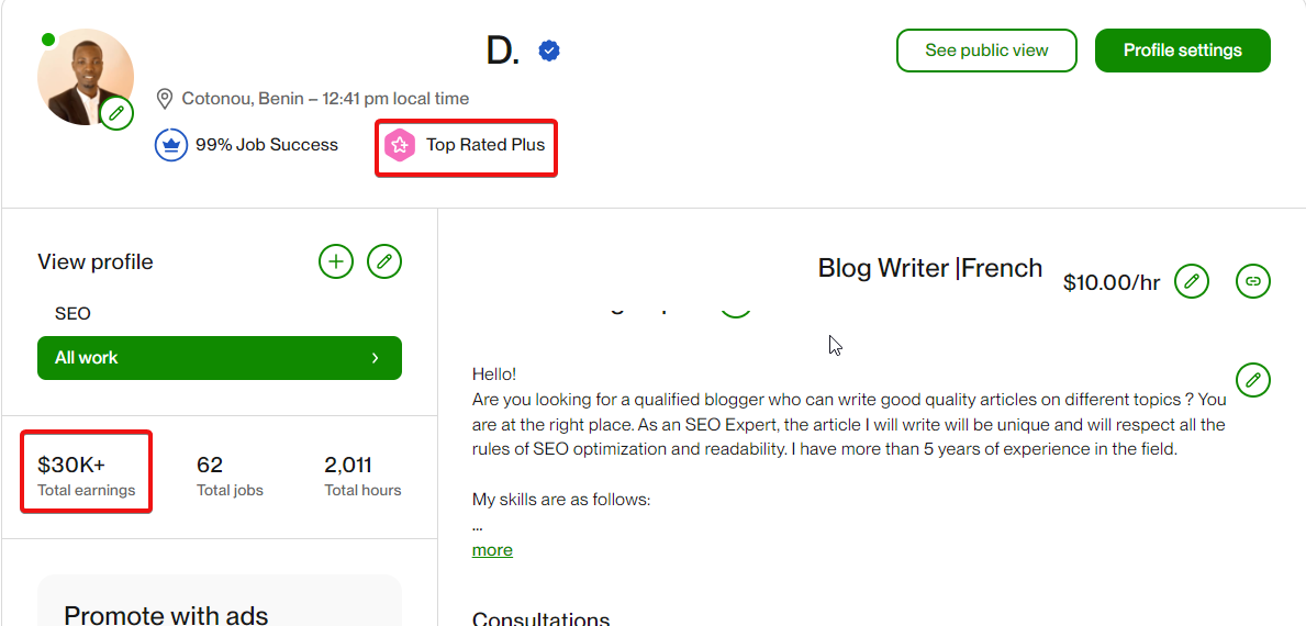 travailler sur Upwork en français